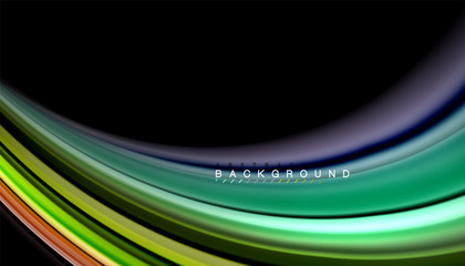 Fluid mixing colors, vector wave abstract background