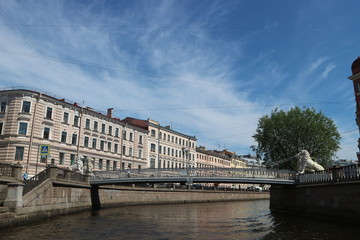 Fototapeta premium Lion bridge in Saint Petersburg, Russia