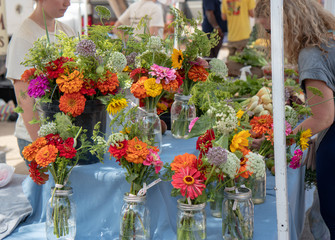 Flower arrangements at farmers market
