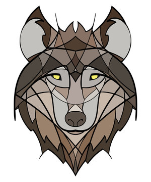 Beautiful wolf tattoo.Vector wolf's head as a design element on isolated background 