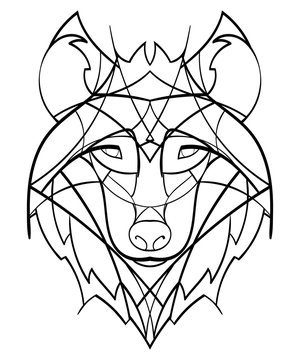 Beautiful wolf tattoo.Vector wolf's head as a design element on isolated background 
