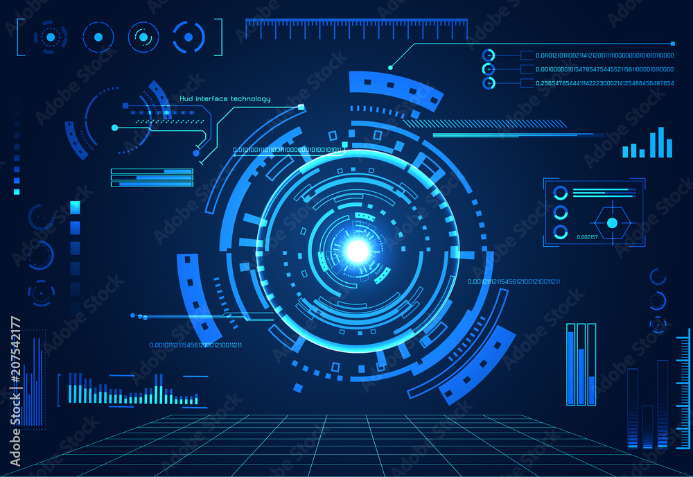 Poster abstract technology ui futuristic concept hud interface hologram elements of digital data chart, com