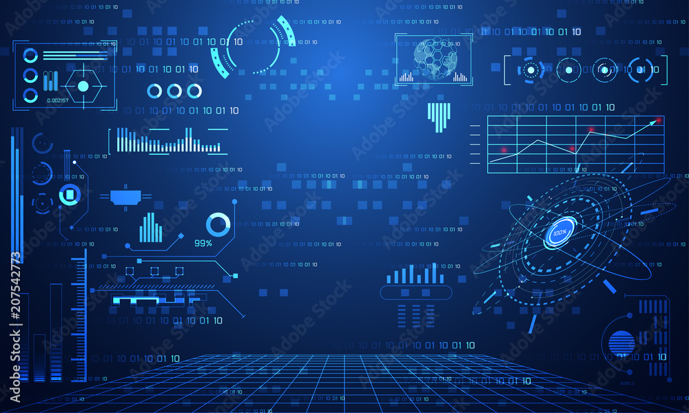 Poster abstract technology ui futuristic concept hud interface hologram elements of digital data chart, com