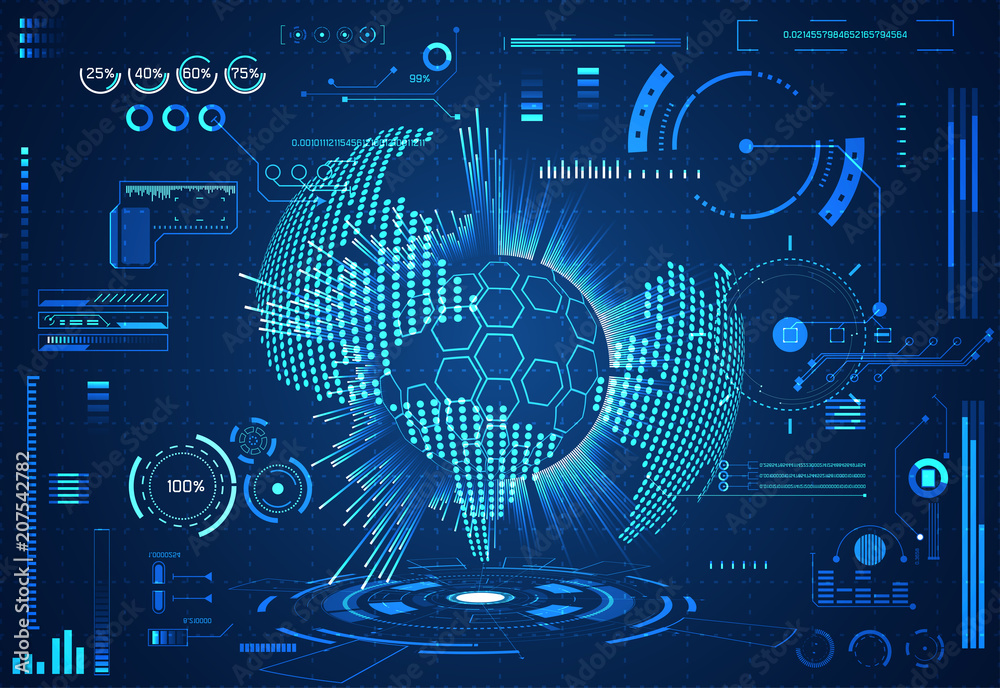 Poster abstract technology ui futuristic concept hud world interface hologram elements of digital data char