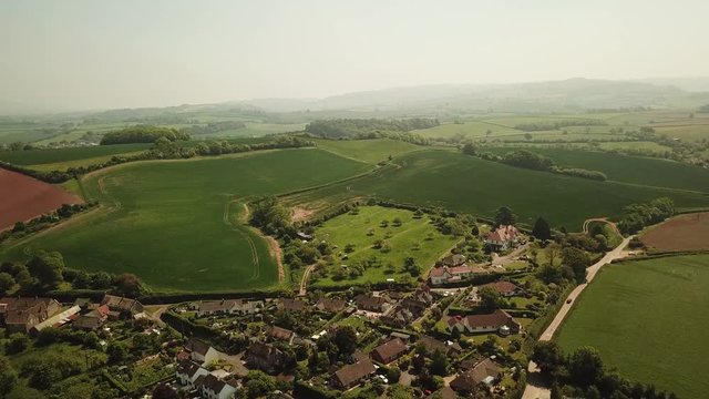 Aerial of the hills between Blue Anchor and Minehead in Somerset England