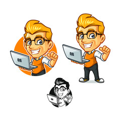 Hacker Guy Mascot Design Vector