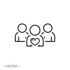 user group with heart icon vector