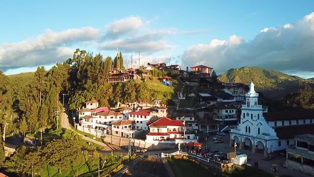  viewpoint and church of Turi Cuenca Ecuador with drone