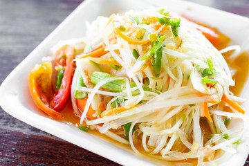 Papaya salad or Som Tum, Thai food.