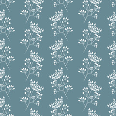 Yarrow seamless pattern. Hand drawn isolated. Vector nature design.