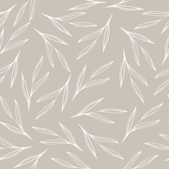 Nature hand drawn seamless pattern. Neutral beige color. - 207546916