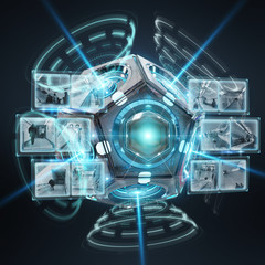 Futuristic drone security camera illustration 3D rendering