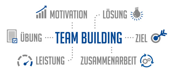 Infografik Team Building Blau