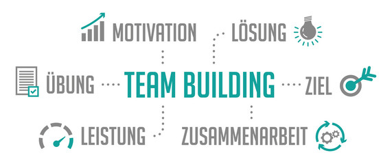 Infografik Team Building Türkis