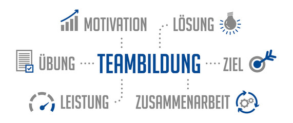 Infografik Teambildung Blau