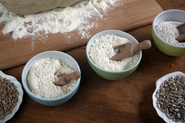 Ingredients for baking on kitchen table