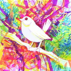 rainbow bird with a colourful background