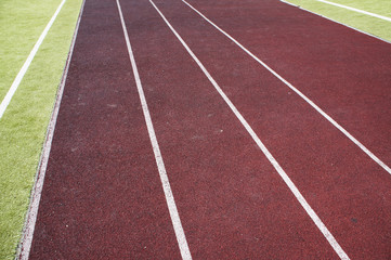 Fototapeta premium the running marked paths at stadium