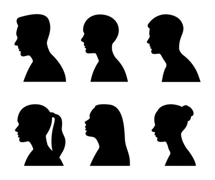 Man and woman head profile. Vector illustration
