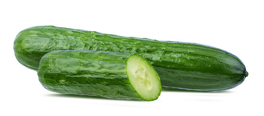 Fresh cucumber isolated on white background with clipping path