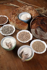 Ingredients for baking on kitchen table