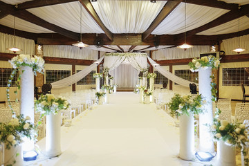 Beautiful photo of the Jewish Hupa , wedding putdoor .