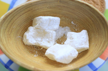 Loukoum in a Wooden Plate