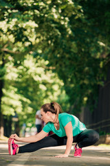 Stretching woman in outdoor exercise