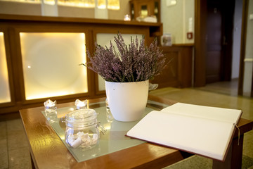 Guest book near the reception in the hotel