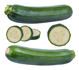 Fresh green zucchini isolated on white background with clipping path