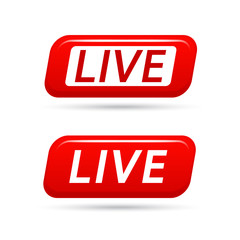 Live video streaming vector icon isolated on white. Live TV broadcasting. Live streaming vector signs