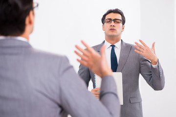 Politician planning speach in front of mirror