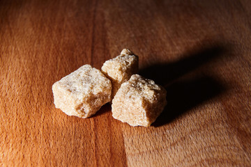 Brown cane unrefined sugar cubes