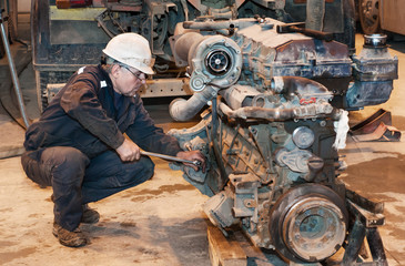 worker repair the truck