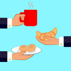 Morning meals offer. Breakfast menu. Vector illustration.