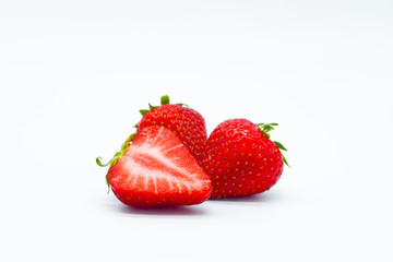 Slices of strawberry isolated on white background