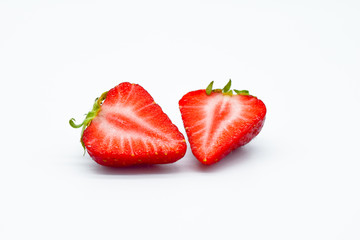 Slices of strawberry isolated on white background