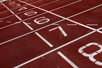 Lane numbers on an athletic track
