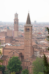 Fototapeta na wymiar View of Verona skyline in Verona, Italy. View of Santa Anastasia and Torre dei Lamberti.