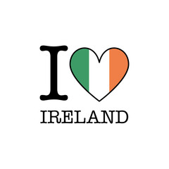 I love Ireland. Heart shape national country flag icon