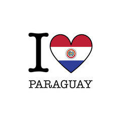 I love Paraguay. Heart shape national country flag icon