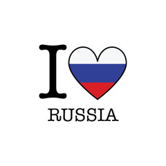 I love Russia. Heart shape national country flag icon