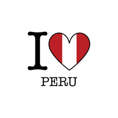 I love Peru. Heart shape national country flag icon