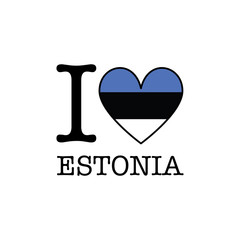 I love Estonia. Heart shape national country flag icon