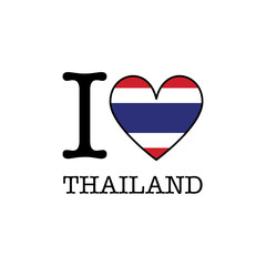 I love Thailand. Heart shape national country flag icon