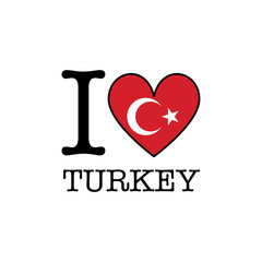 I love Turkey. Heart shape national country flag icon