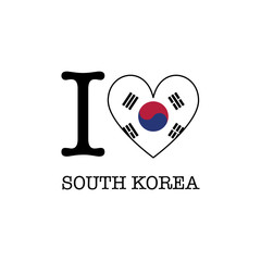 I love South Korea. Heart shape national country flag icon
