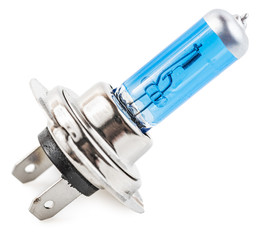 Blue car halogen bulb isolated on white