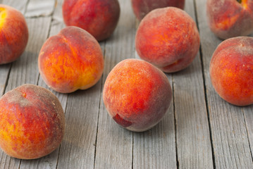 Peaches on wooden