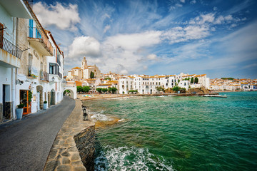 View of Cadaques on sunny day, Costa Brava, Spain